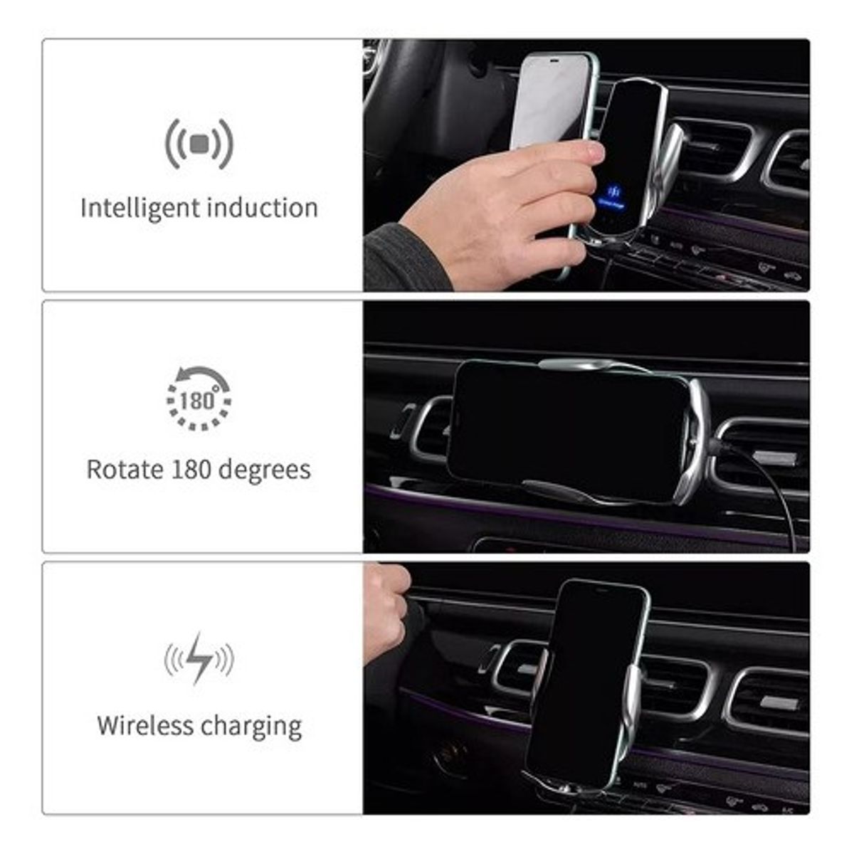 GENERICO - Cargador Inalámbrico Para Auto Soporte Inteligente Q3