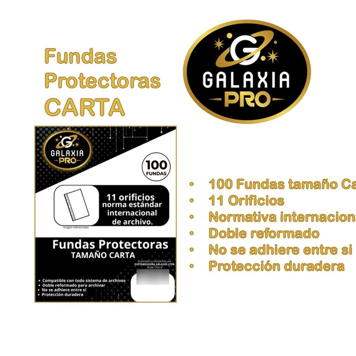 GENERICO - Funda Plástica Transparente Carta 100 Unidades Galaxia Pro