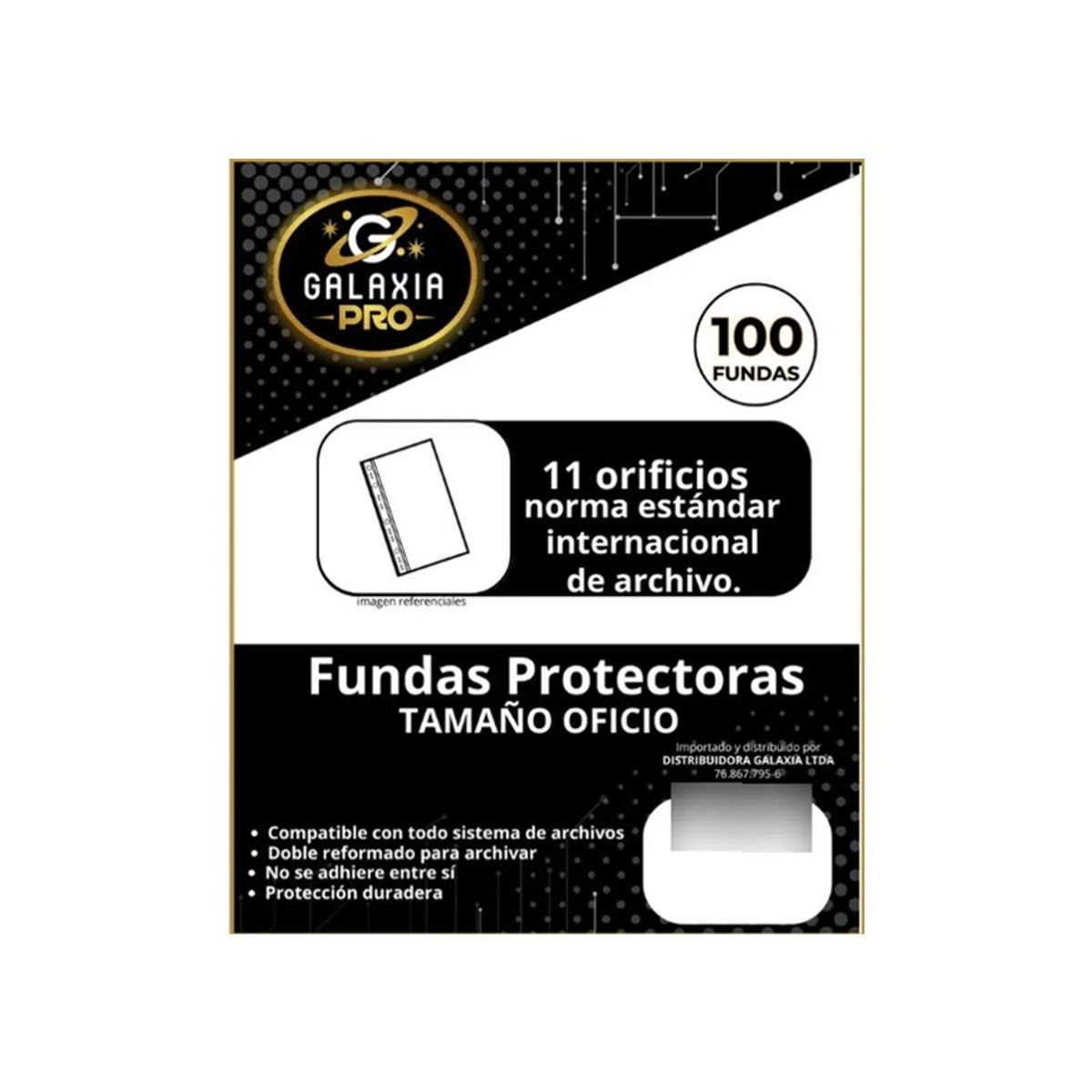 GENERICO - Funda Plástica Transparente Oficio 100 Unidades Galaxia Pro