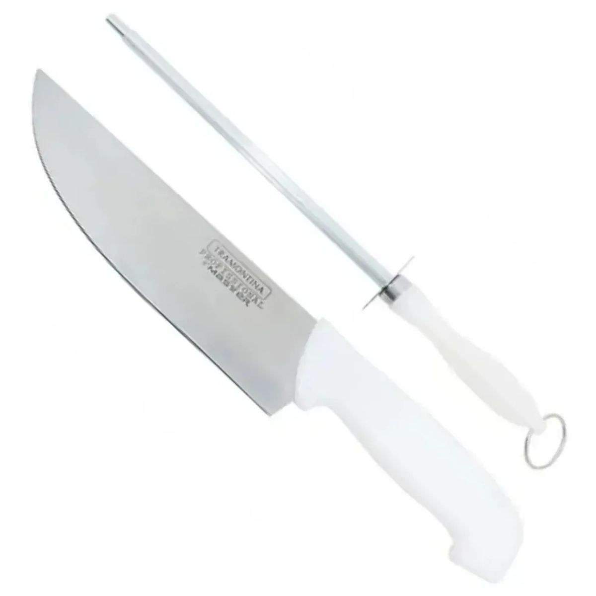 GENERICO - Set profesional de cuchillo carnicero y chaira afilador manual