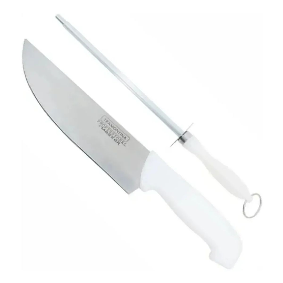 GENERICO - Set profesional de cuchillo carnicero y chaira afilador manual