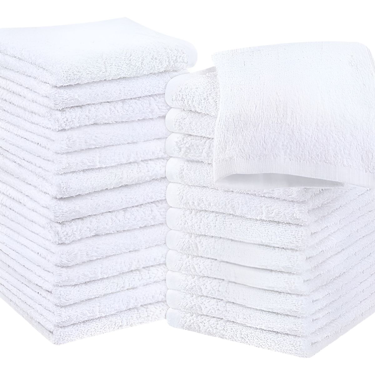 GENERICO - Pack 12 Toallas Blanco Cuadrada De 25 X 25 Cm Color Blanco - 324001 Lisa