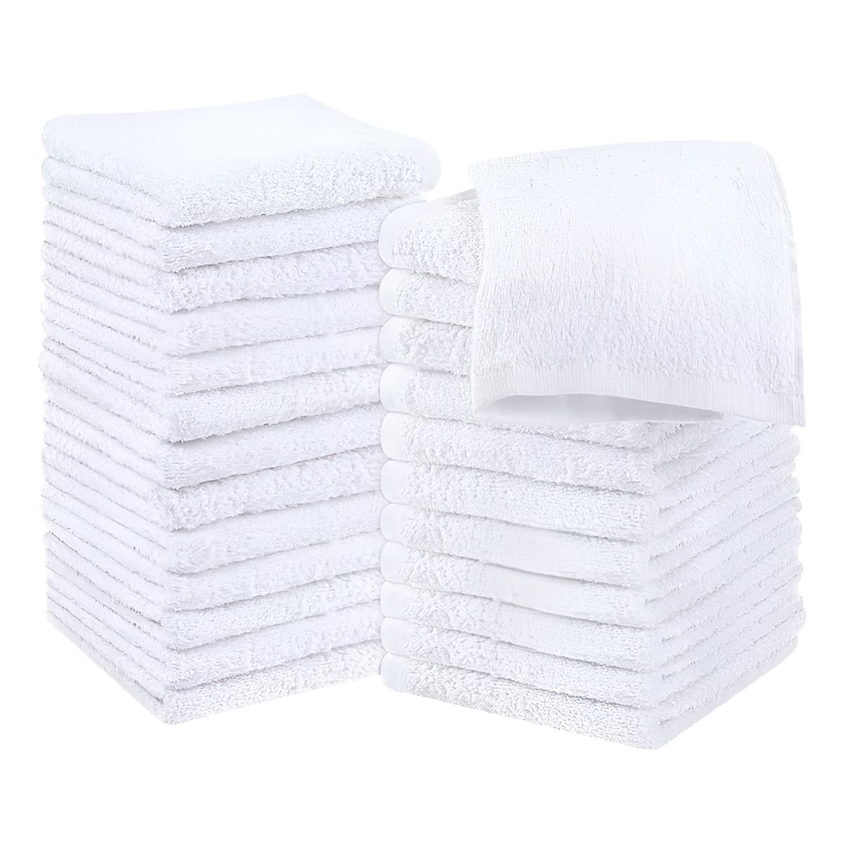 GENERICO - Pack 12 Toallas Blanco Cuadrada De 25 X 25 Cm Color Blanco - 324001 Lisa