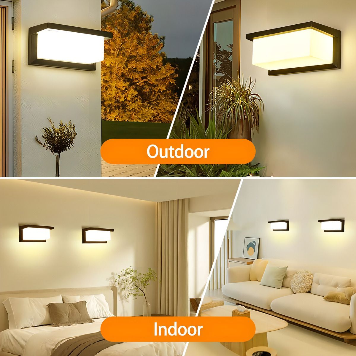 GENERICO - Aplique Led Cálida 15w Moderno Ip65 Impermeable Exterior Color Negro