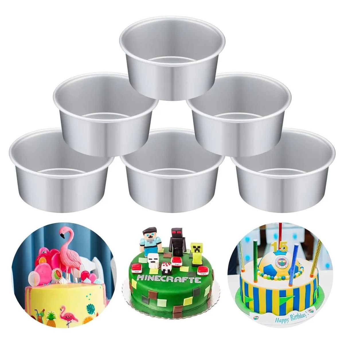 GENERICO - 6 Pk Molde De Torta Moldes Para Tortas Anillo Redondo 9.5cm BELUG