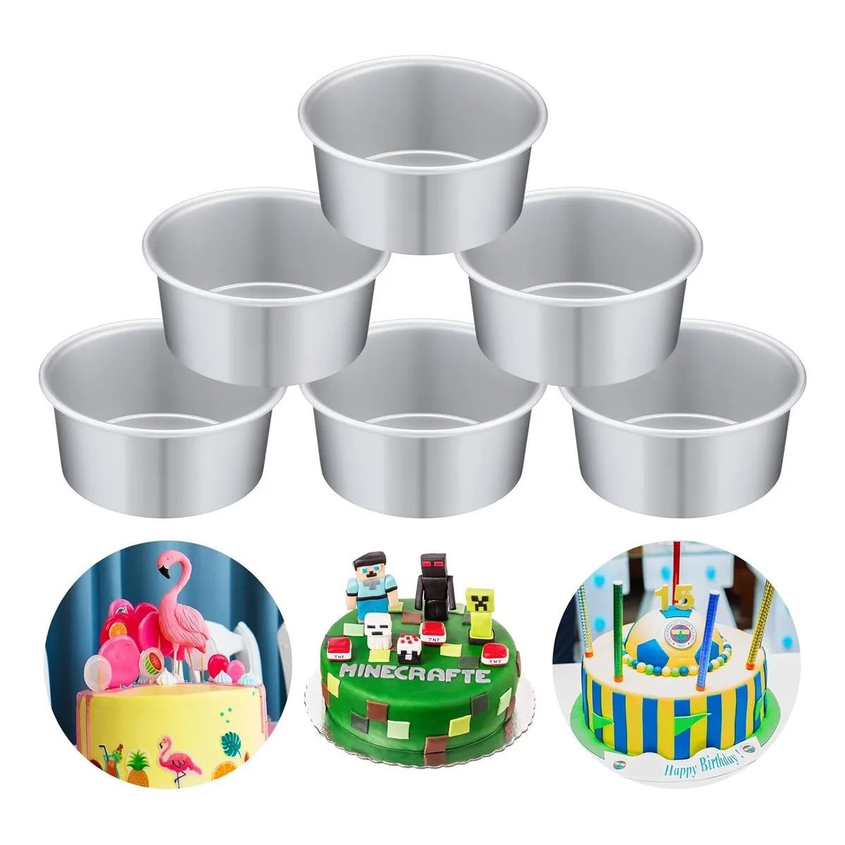 GENERICO - 6 Pk Molde De Torta Moldes Para Tortas Anillo Redondo 9.5cm BELUG