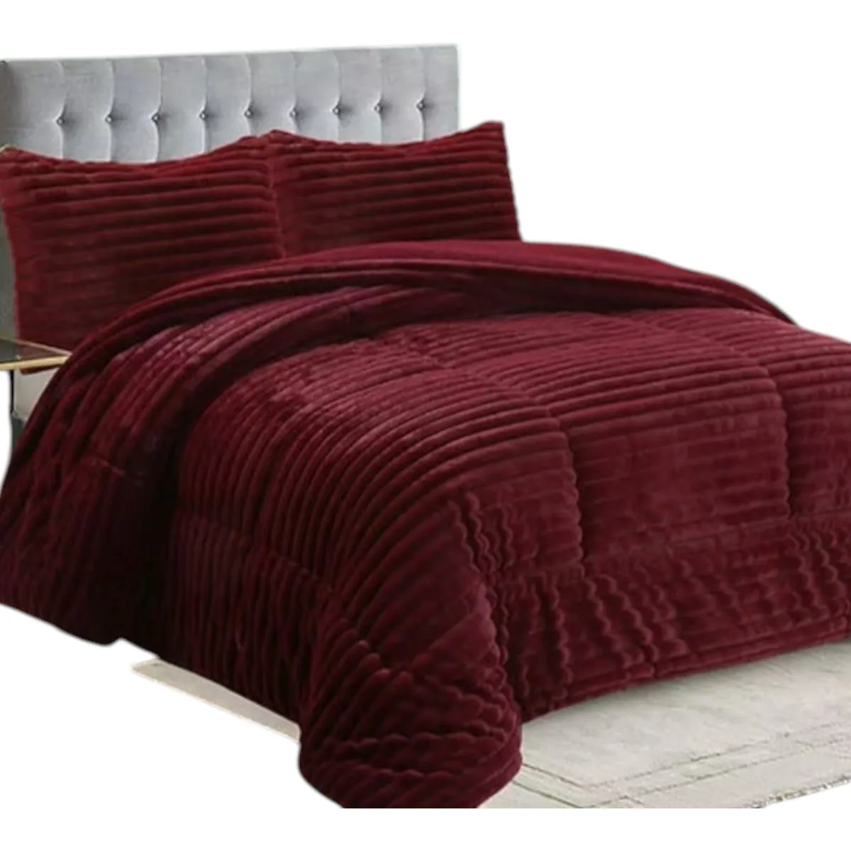 GENERICO - Cobertor De Invierno Plush Con Chiporro 2 Plazas Modelo Lineal.