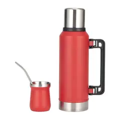 IMPORTCLICK - Set Termo Mate Tapa Bombilla 1 LT Rojo