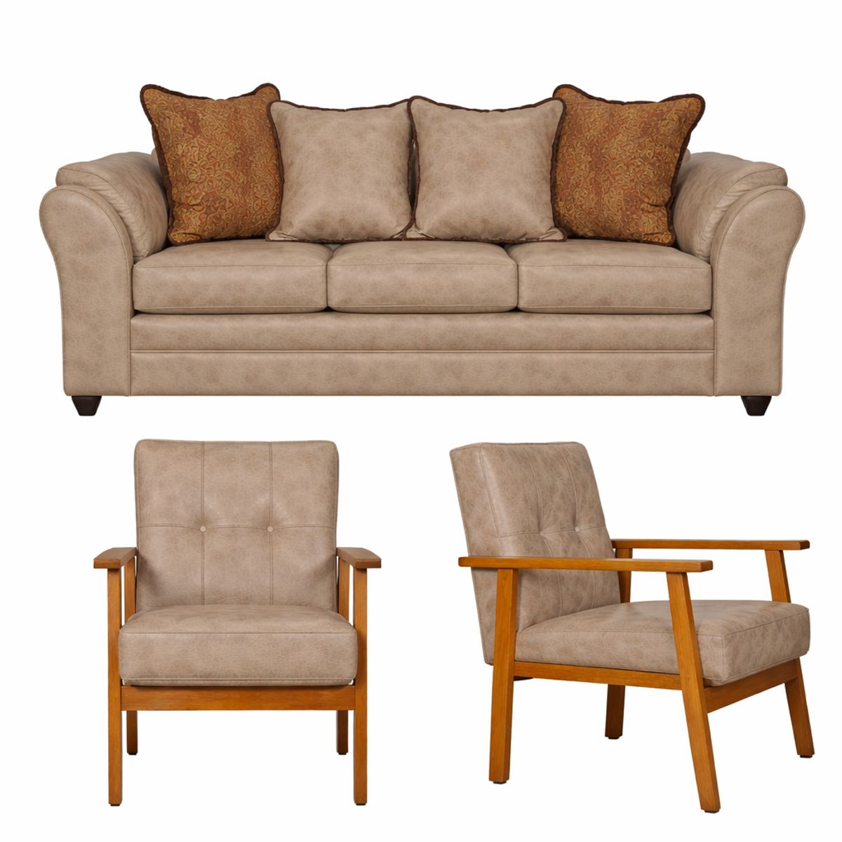 BLACK FACTORY - Juego de Living 3 1 1 Sitiales Aconcagua Beige