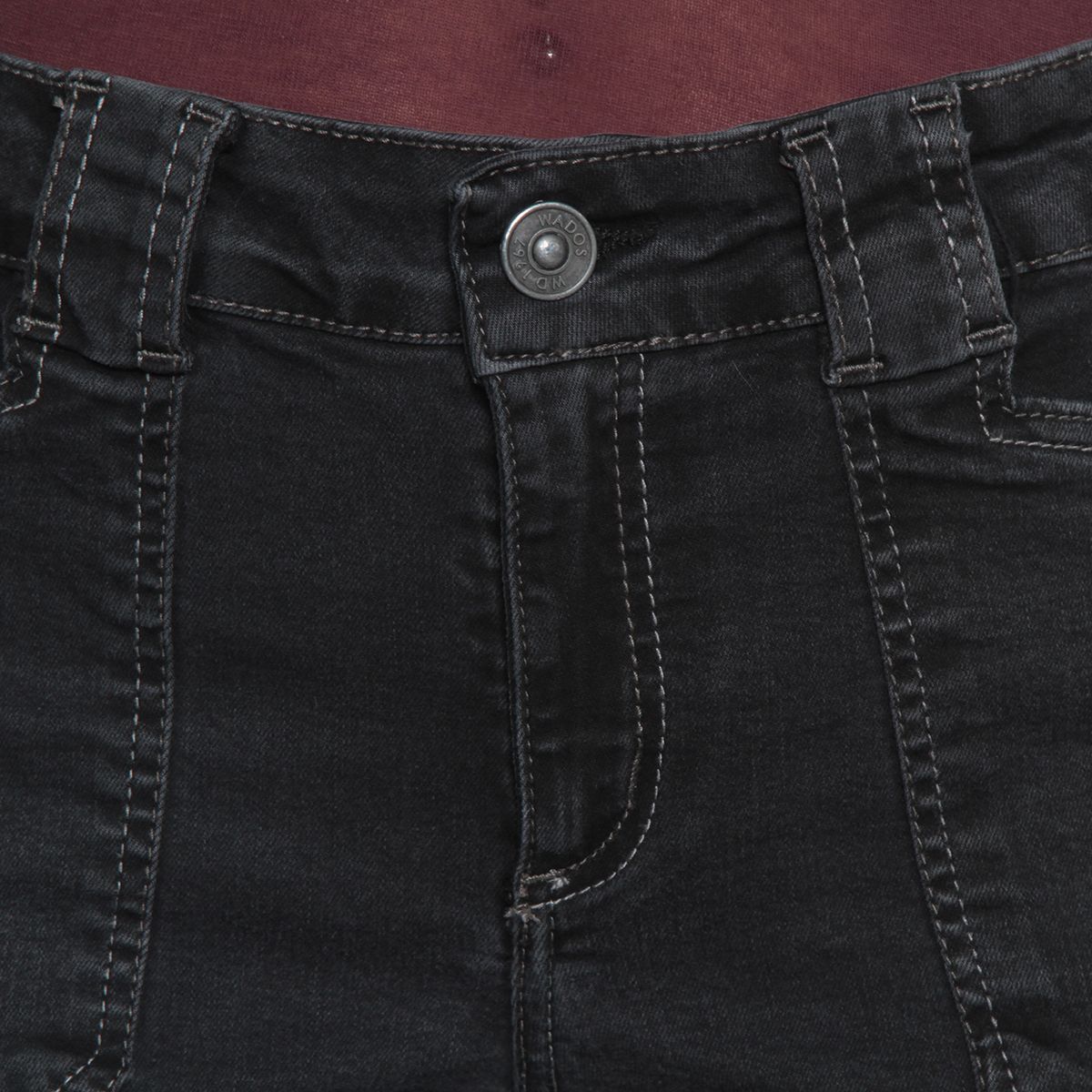 WADOS - JEANS MUJER WIDE CARGO TIRO MEDIO PRETINA BASICA UN BOTON