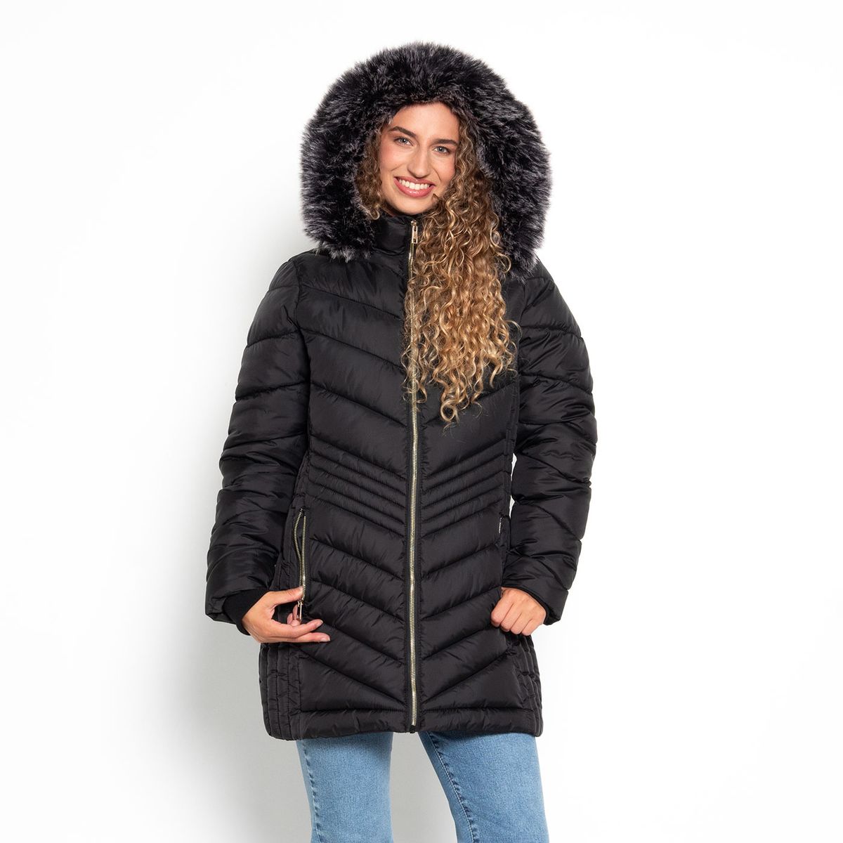 WADOS - PARKA MANGA LARGA CON CAPUCHA Y CIERRE EN DELANTERO