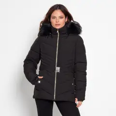 WADOS - PARKA MANGA LARGA CAPUCHA PIEL SINTETICA Y CINTURON