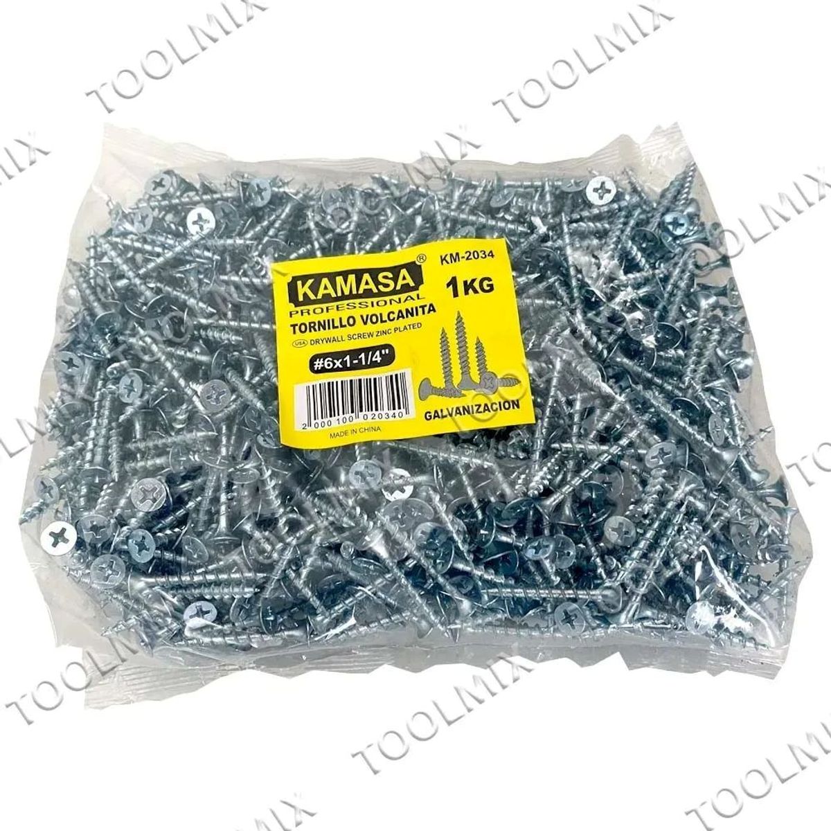 KAMASA - Tornillo Vulcanita 6x1-Un cuarto Crs Zincado 1kg750pcs Kamasa