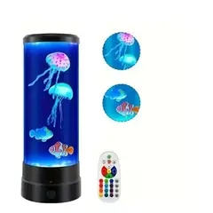 GENERICO - Lampara Medusas Luz Led Decorativa 16 Colores Control Remoto Negro Transparente
