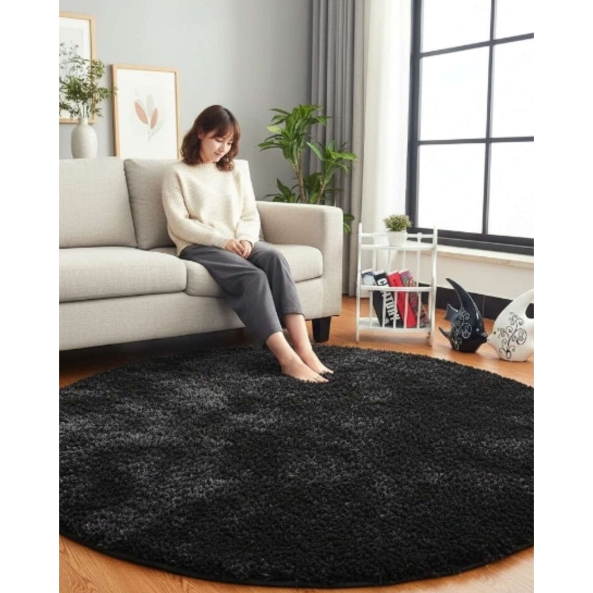 GENERICO - Alfombra Redonda de Pelo Suave Shaggy 150 cm