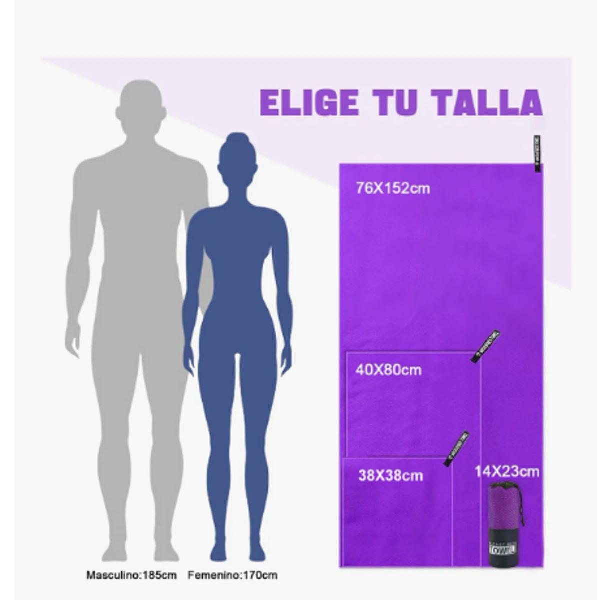 GENERICO - Pack X3 Toalla Baño Viaje De Microfibra De Secado Rápido Violeta Oscuro Lisa