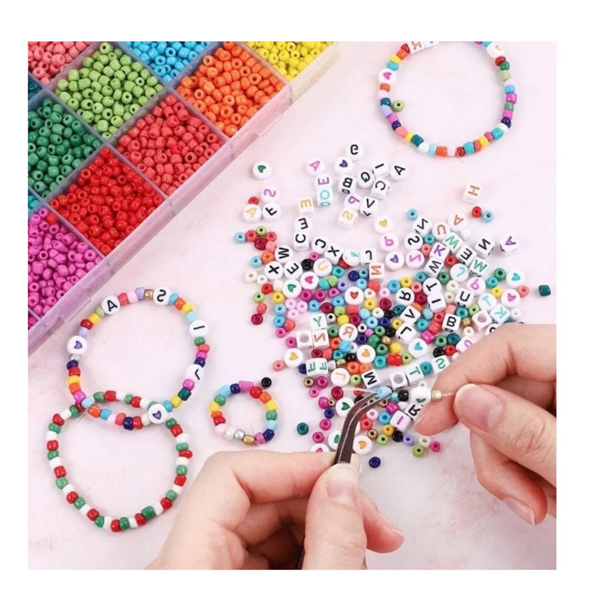 GENERICO - Set De Cuentas Para Pulseras Incluye Letrascon Accesorios