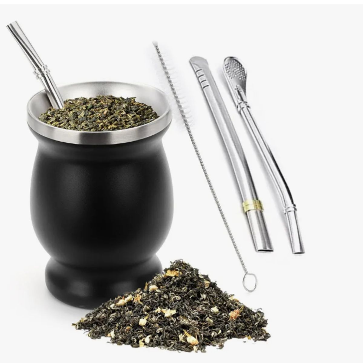 GENERICO - Kit Matero Bombilla Mate Set Matero Acero Inoxidable