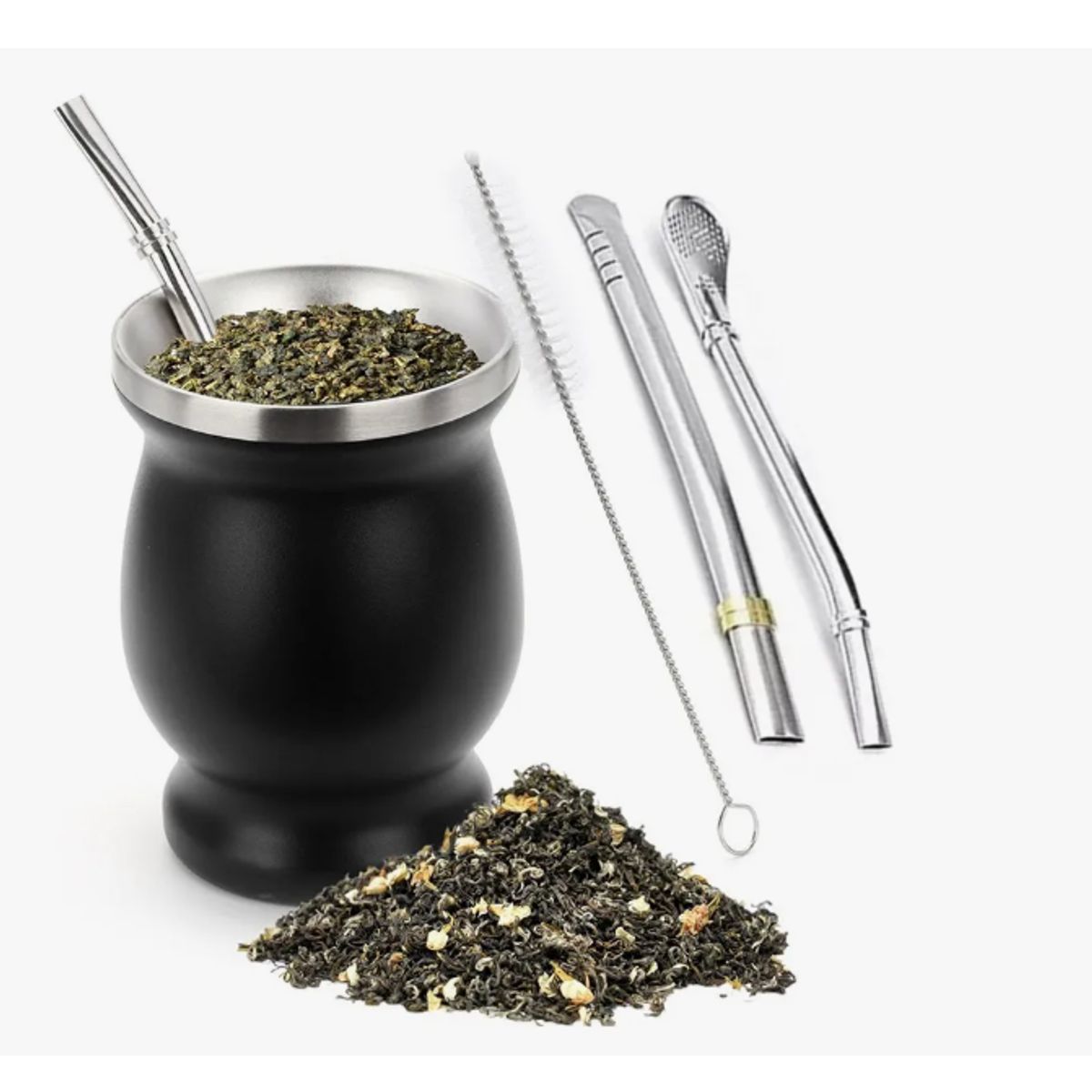 GENERICO - Kit Matero Bombilla Mate Set Matero Acero Inoxidable