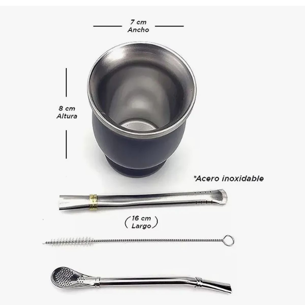 GENERICO - Kit Matero Bombilla Mate Set Matero Acero Inoxidable