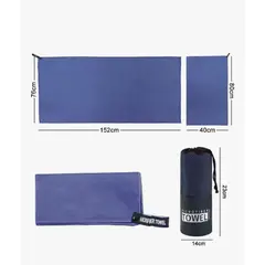 GENERICO - Pack X2 Toalla De Baño Viaje De Microfibra De Secado Rápido Azul Marino Lisa