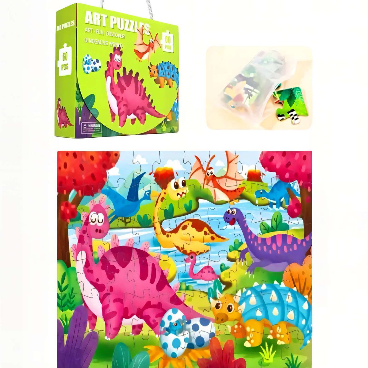 GENERICO - Puzzle para niños de 60 Piezas Dinosaurio 44cm x 31cm