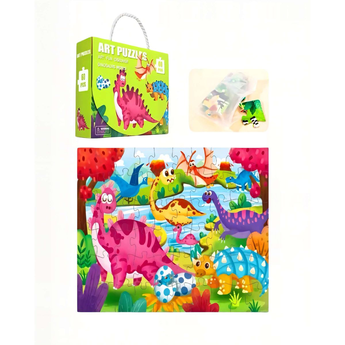 GENERICO - Puzzle para niños de 60 Piezas Dinosaurio 44cm x 31cm