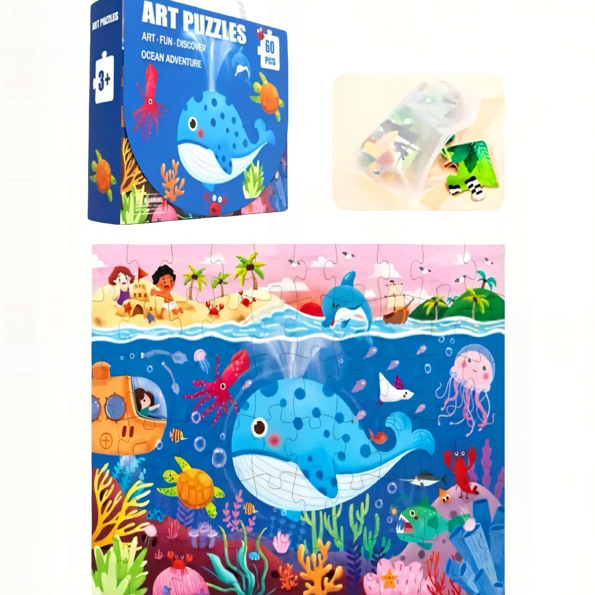 GENERICO - Puzzle para niños de 60 Piezas Submarino 44cm x 31cm