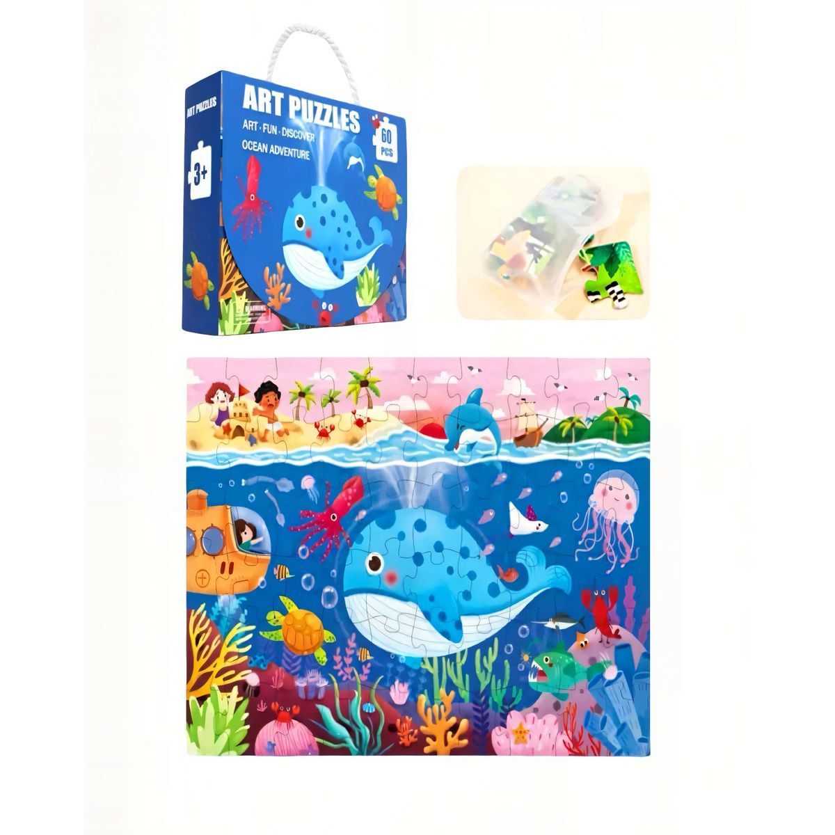 GENERICO - Puzzle para niños de 60 Piezas Submarino 44cm x 31cm