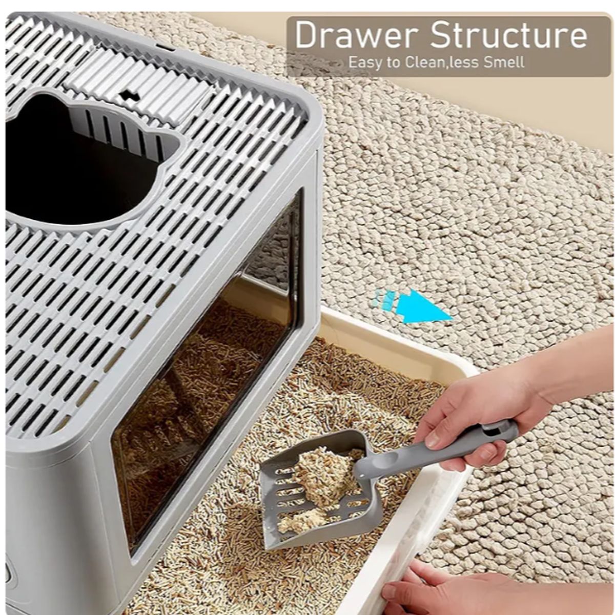 GENERICO - Arenero Cerrado Gatos XL Con Filtro Base Movil Facil Limpieza