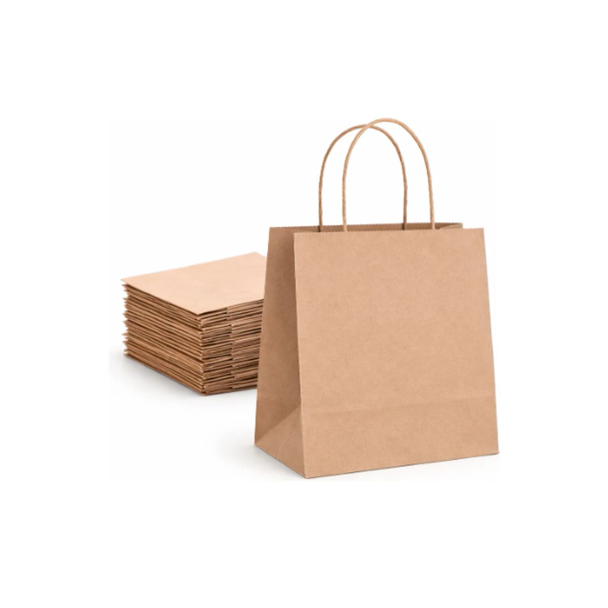 GENERICO - Bolsa De Papel Kraft 22x25 Con Manilla 50 Unidades