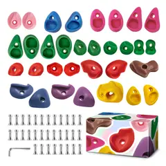 ATURE - Pack 32 Presas Piedra Escalada Niño De Resina Con Tuercas Multicolor