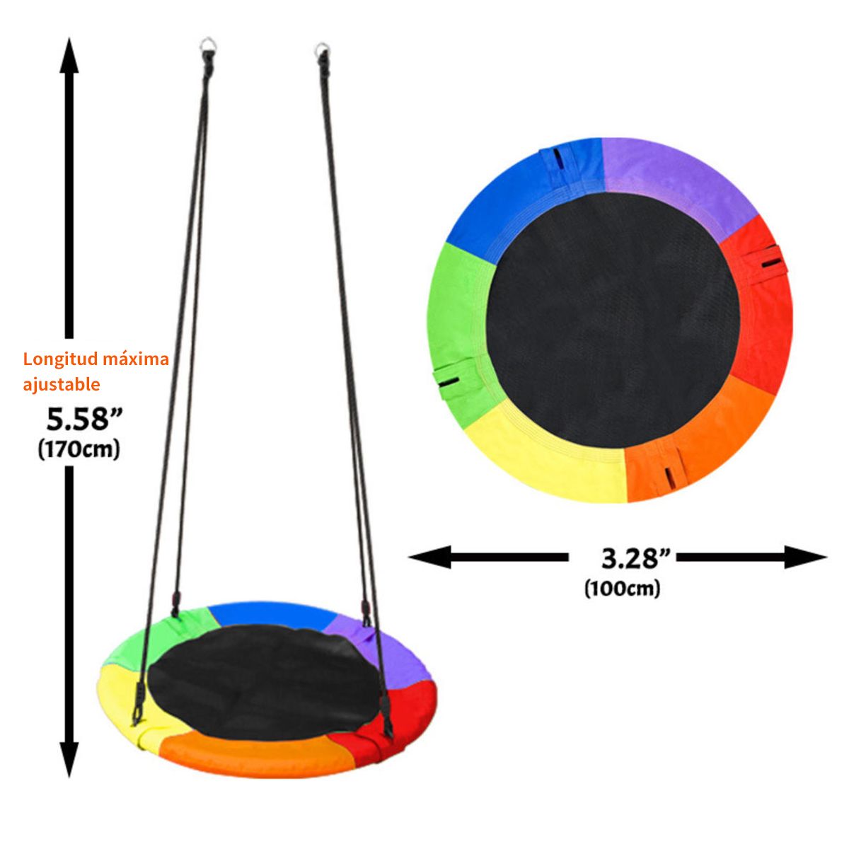 ATURE - Columpios Mecedor Exterior Ovalado Multicolor 100 Cm Negro