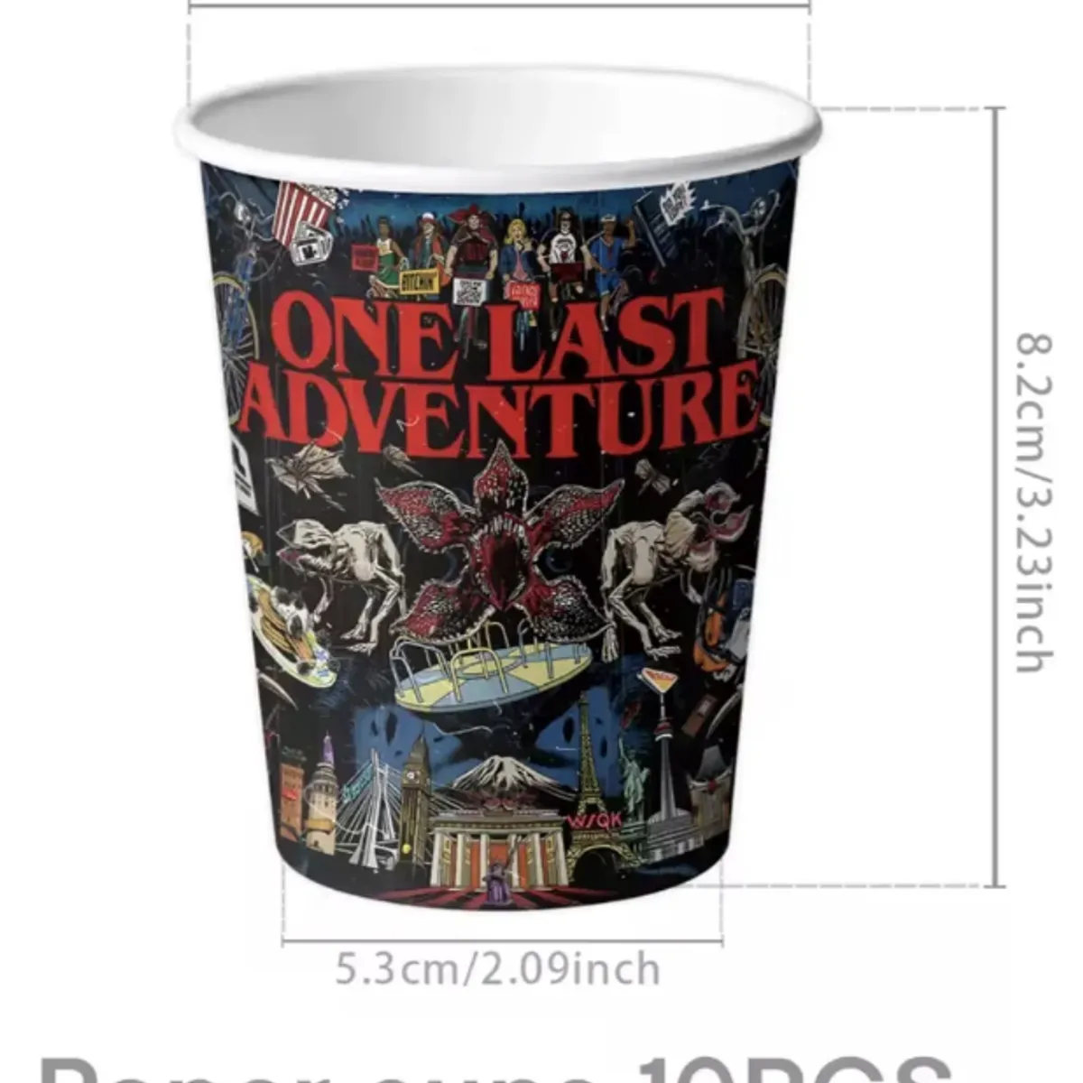 GENERICO - Pack 10 Vasos Stranger Demogorgon Vecna Upside Down Fiestas Rojo