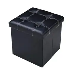 GENERICO - Banqueta Puff Sillón 38cm Cuero Sintético Negro Baúl
