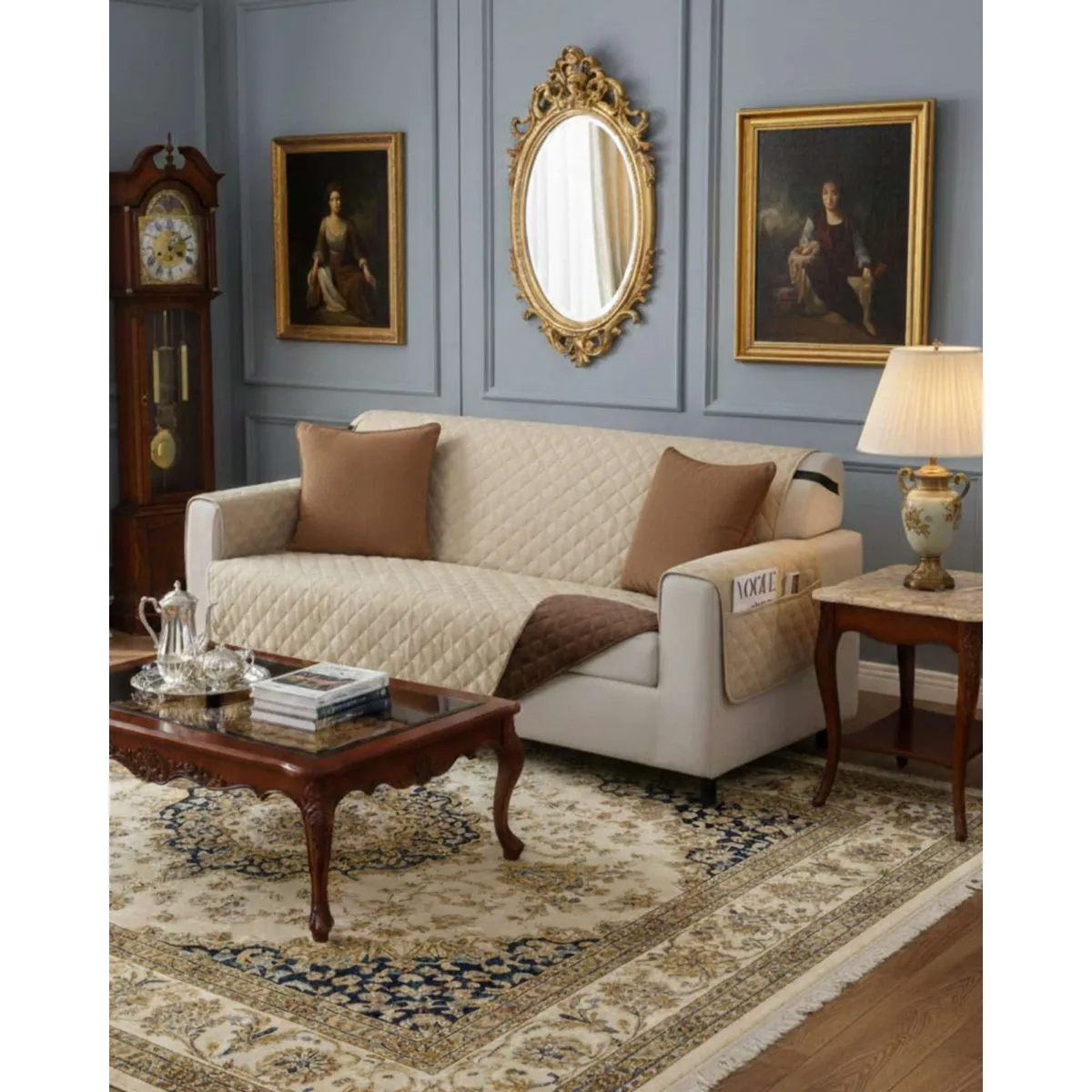 GENERICO - Cubre sillon reversibles con bolsas 3 Cuerpos