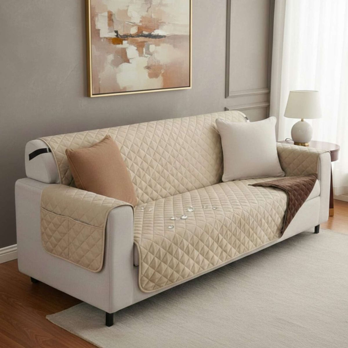 GENERICO - Cubre sillon reversibles con bolsas 3 Cuerpos