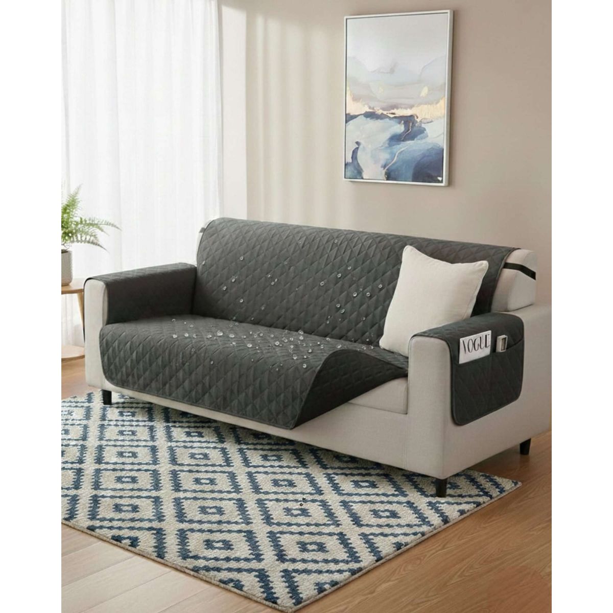 GENERICO - Cubre sillon reversibles con bolsas 3 Cuerpos