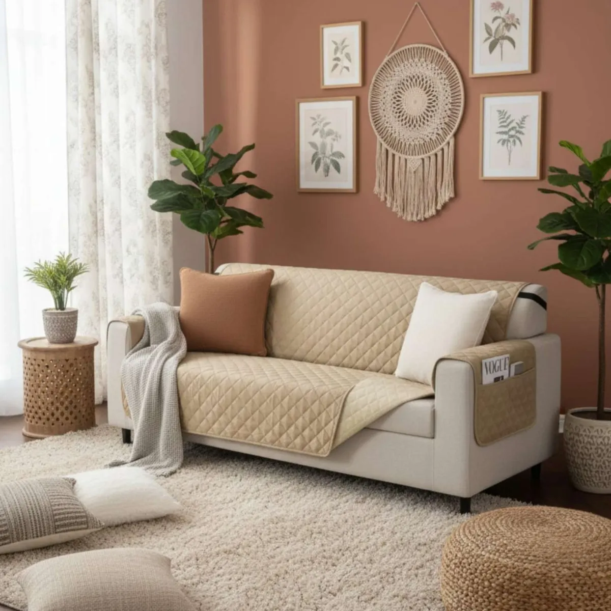 GENERICO - Cubre sillon reversibles con bolsas 3 Cuerpos