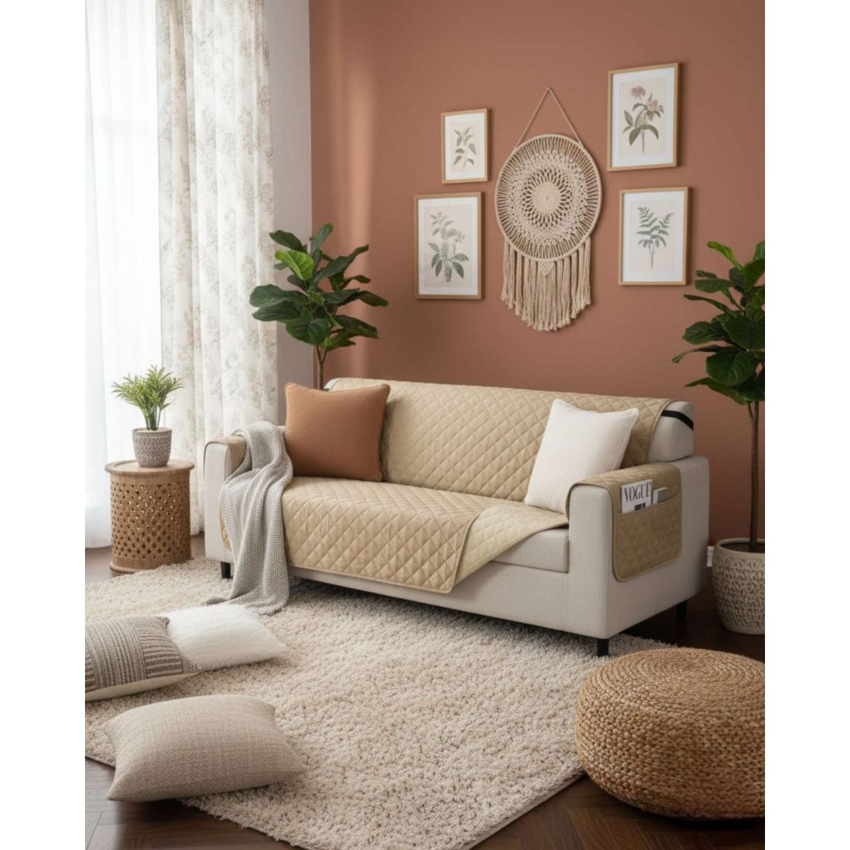 GENERICO - Cubre sillon reversibles con bolsas 3 Cuerpos