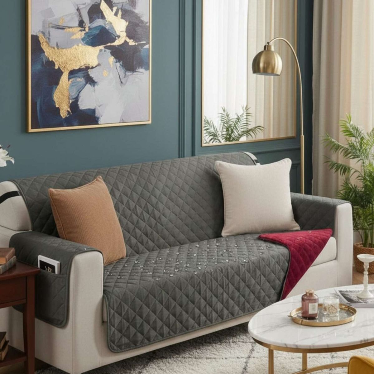 GENERICO - Cubre sillon reversibles con bolsas 3 Cuerpos