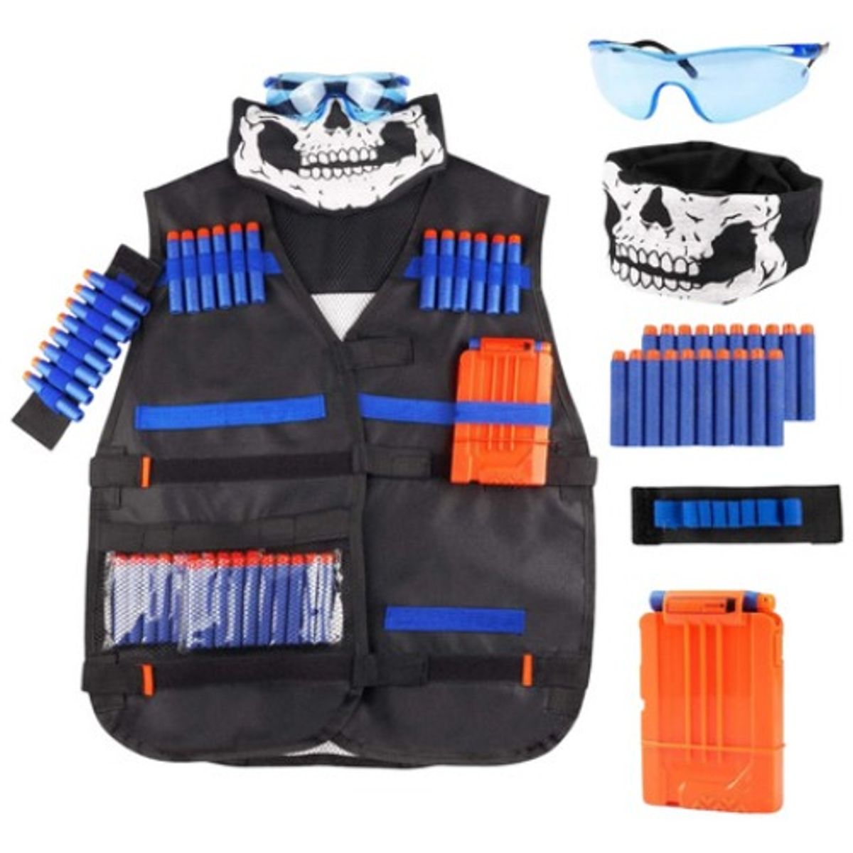 GENERICO - Kit Chaleco Juguete Táctico Para Niños Dardos Máscara Lentes Negro