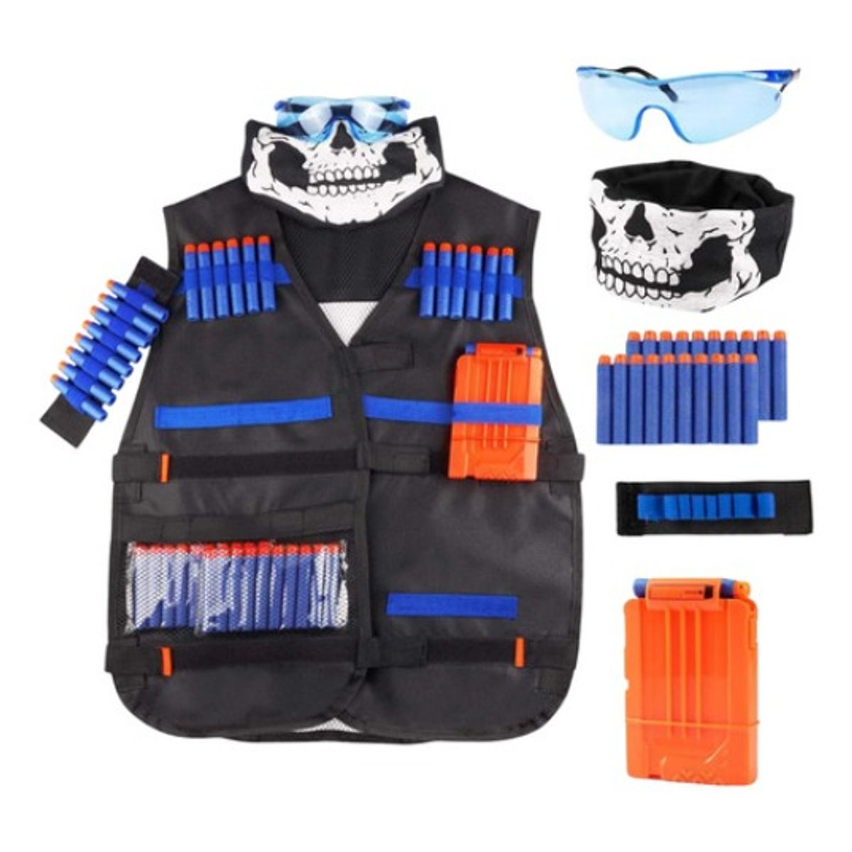 GENERICO - Kit Chaleco Juguete Táctico Para Niños Dardos Máscara Lentes Negro