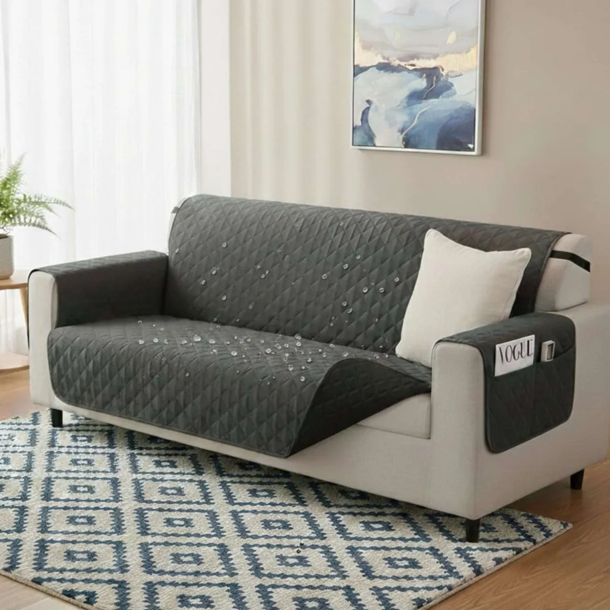 GENERICO - Cubre sillon reversibles con bolsas 3 Cuerpos