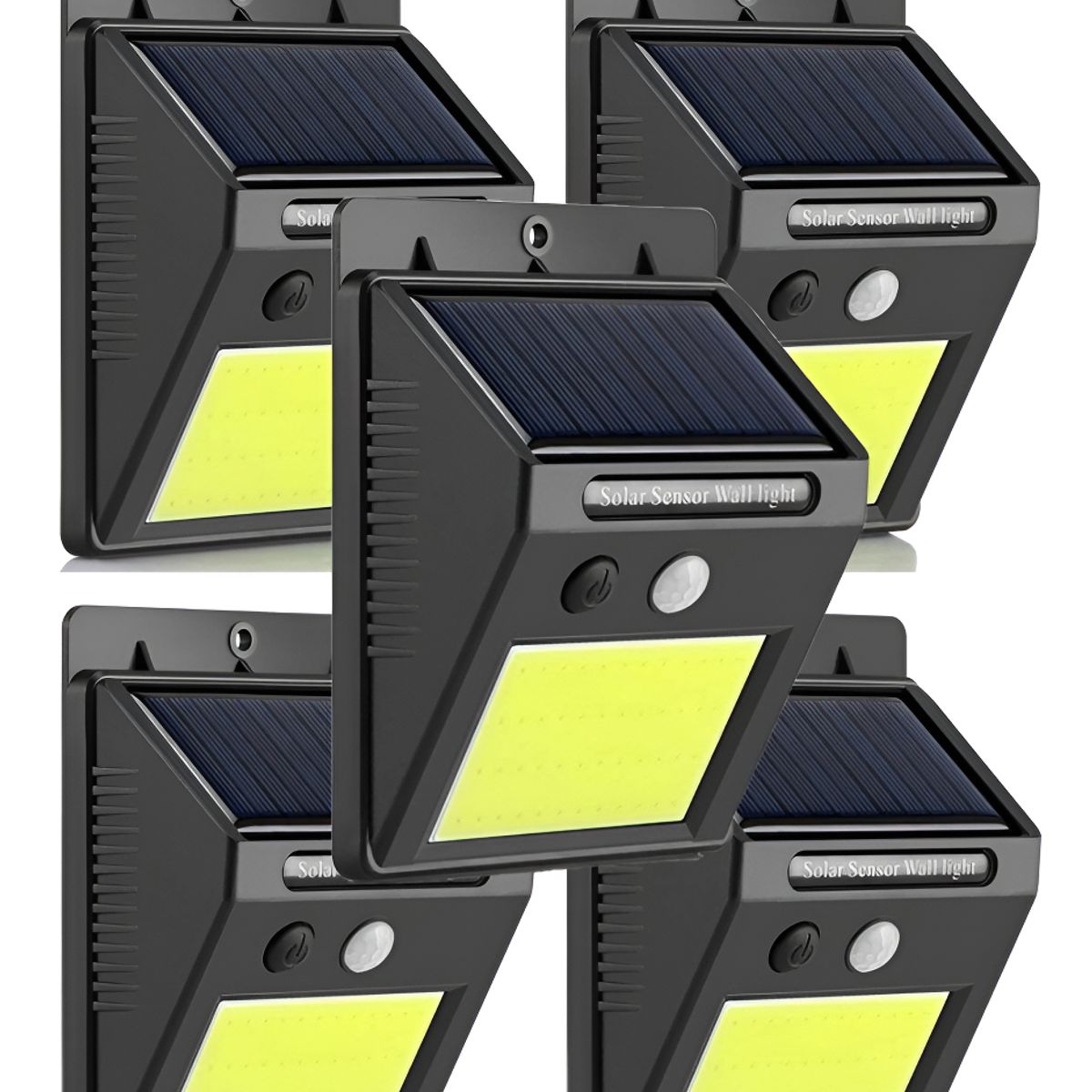 GENERICO - X5 Foco Led Solar 48led Sensor Movimiento Exterior 003233 Carcasa Negro Luz Blanco