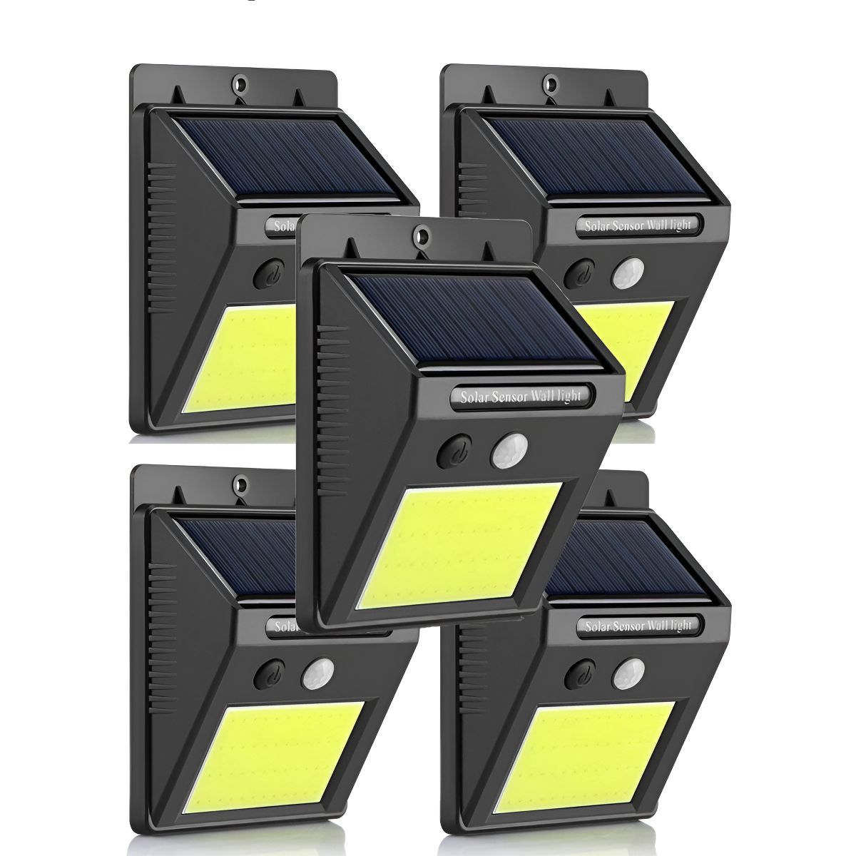 GENERICO - X5 Foco Led Solar 48led Sensor Movimiento Exterior 003233 Carcasa Negro Luz Blanco