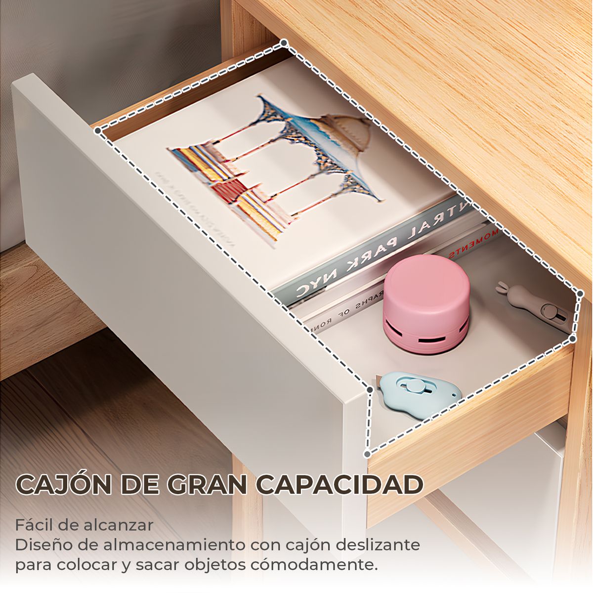 VIDITA - Escritorio Biblioteca Con Estanteria 120x162cm Cajón Gabinete Oficina