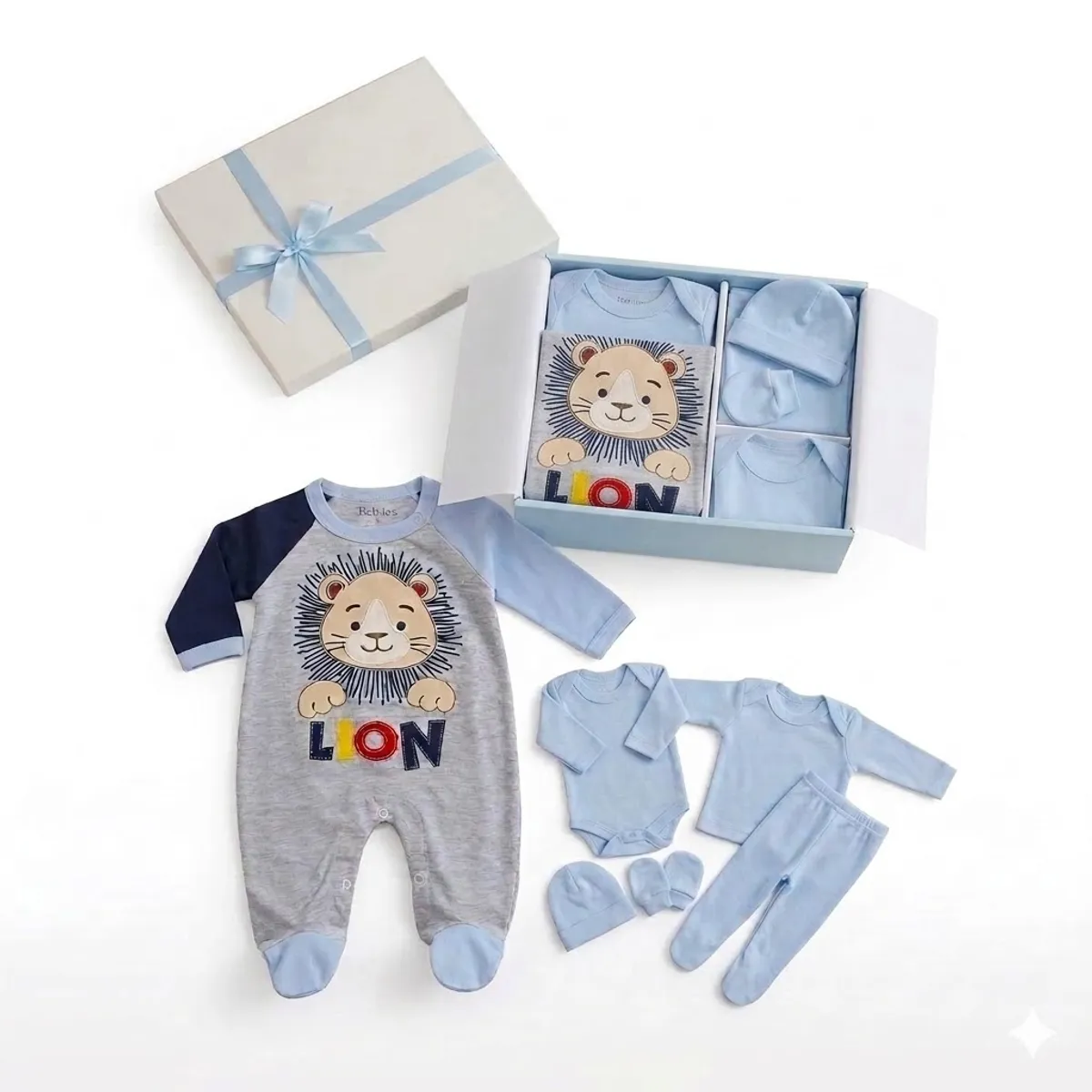 ENCANTO - Ajuar Bebé con Enterito 100% Algodón 0-3m. Colores. Set Regalo Premiun- Chile.