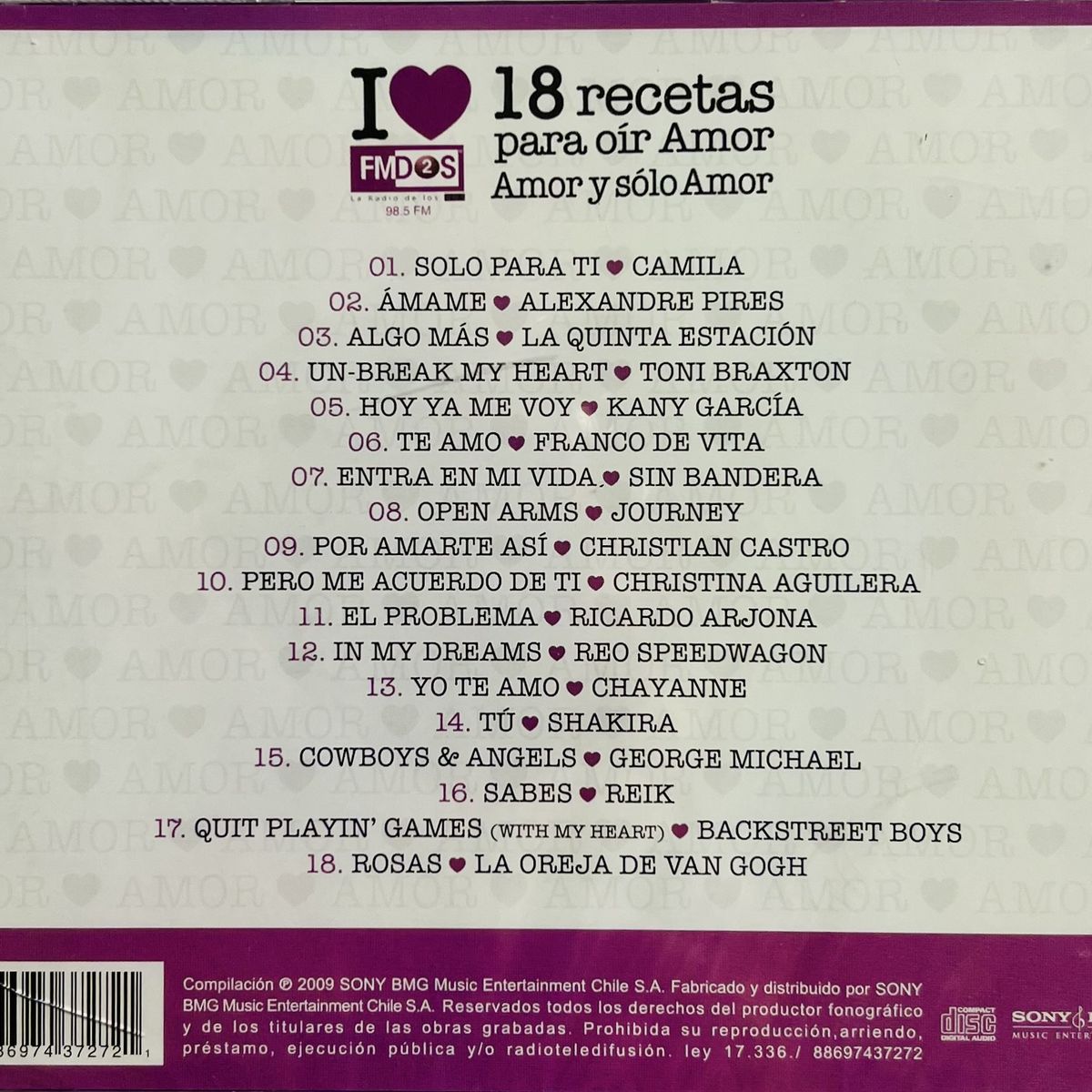 GENERICO - I LOVE FM2 - 18 RECETAS PARA OIR AMOR AMOR Y SOLO AMOR / CD