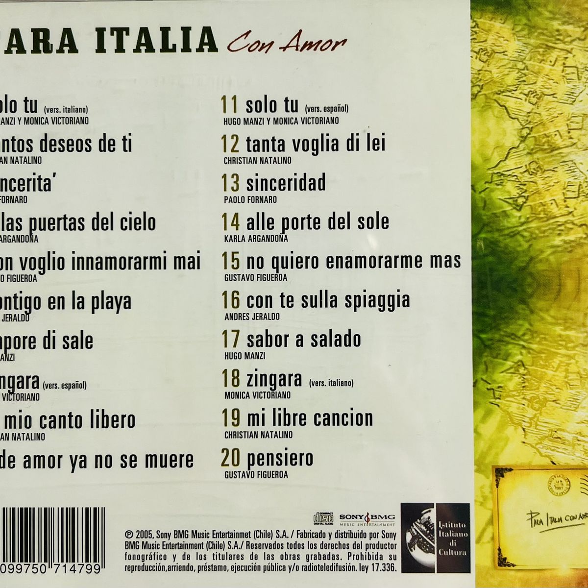 GENERICO - PARA ITALIA CON AMOR - VARIOS ARTISTAS / CD